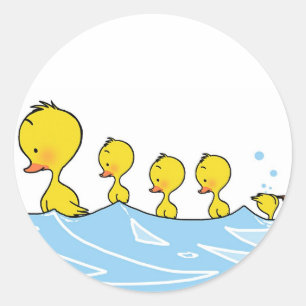 Sticker Rond Famille de canards de natation