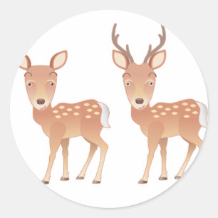 Sticker Rond Famille de cerfs communs
