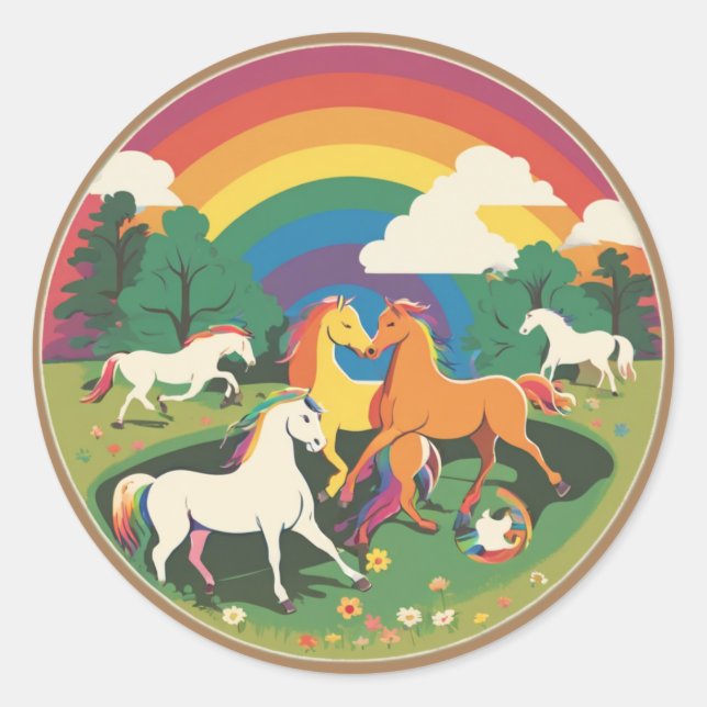 Sticker Rond Famille de Cheval (Devant)