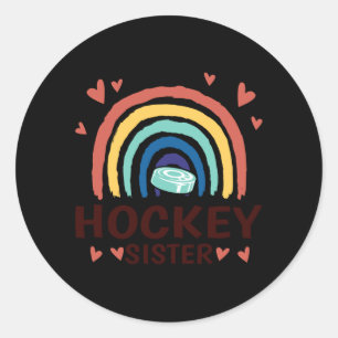 Sticker Rond Famille de hockey sur glace arc-en-ciel Soeur de h