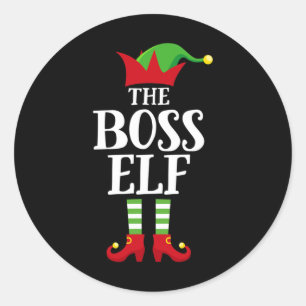 Sticker Rond Famille de lutin en chef Pajam de Noël assorti pou