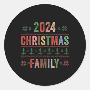 Sticker Rond Famille de Noël 2024 Groupe Famille Correspondante