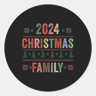 Sticker Rond Famille de Noël 2024 Groupe Famille Correspondante