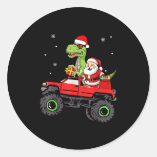 Sticker Rond Famille de Noël Correspondant Père Noël Camion Din