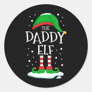 Sticker Rond Famille de Noël des elfes de papa qui correspond à
