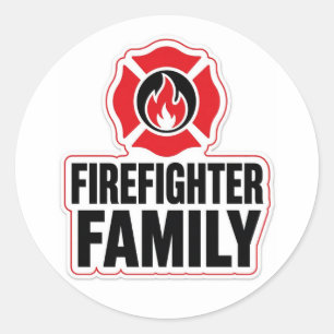 Sticker Rond Famille de pompier