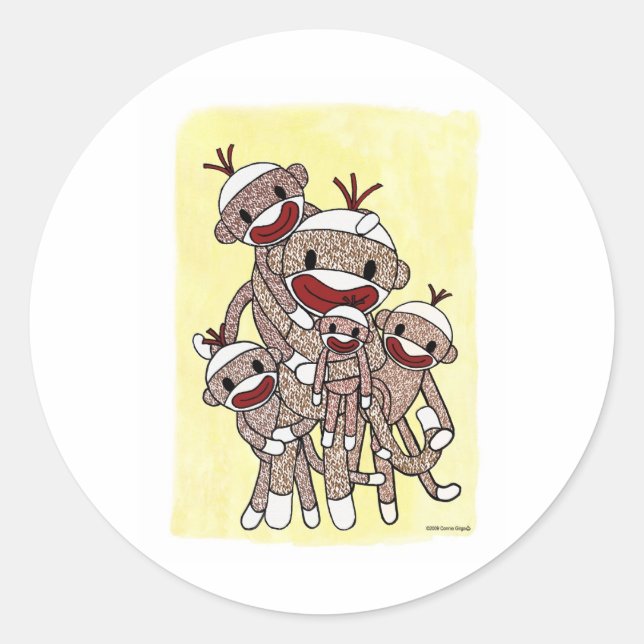 Sticker Rond Famille de singes de réserve 04 (Devant)
