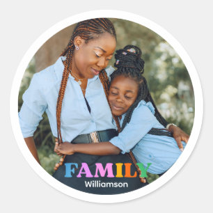 Sticker Rond Famille de typographie photo moderne simple
