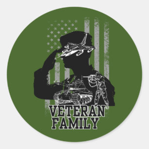 Sticker Rond Famille de vétéran