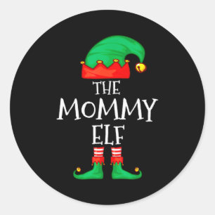 Sticker Rond Famille d'elfes Noël Maman Maman Mère Maman Elfe S