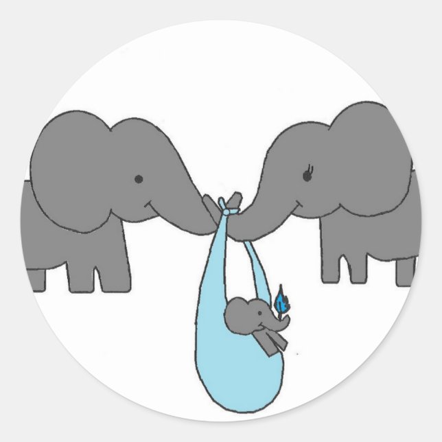 Sticker Rond Famille des éléphants (Devant)