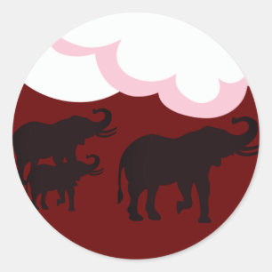 Sticker Rond Famille des éléphants
