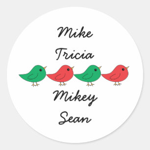 Sticker Rond Famille des oiseaux de Noël