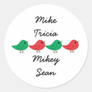 Sticker Rond Famille des oiseaux de Noël