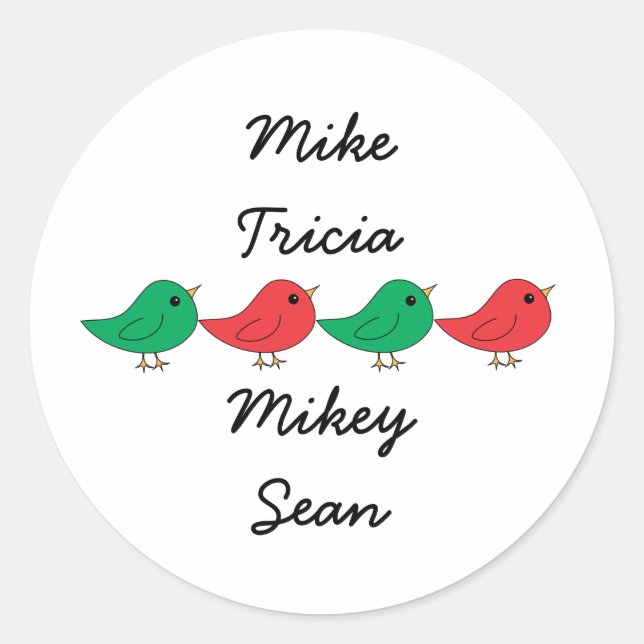 Sticker Rond Famille des oiseaux de Noël (Devant)