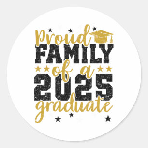 Sticker Rond Famille Fière D'Un Cl De 2025 Diplômé Pour Graduat