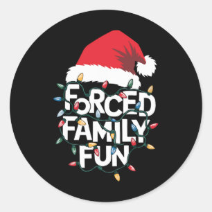 Sticker Rond Famille forcée Amusants Sarcastique Noël Drôle Noë