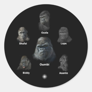 Sticker Rond Famille Gorilla