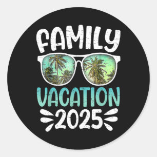 Sticker Rond Famille Groupe Correspondant Summer Beach Voyage