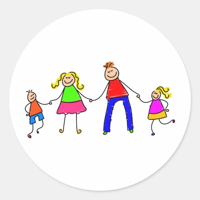 Sticker Rond Famille heureuse (Devant)