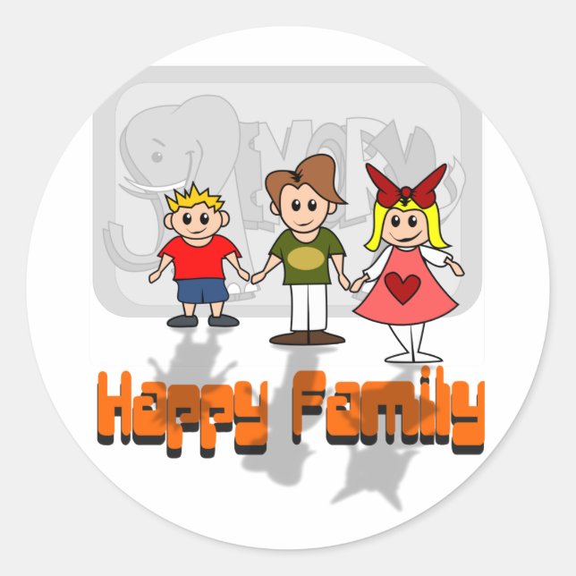 Sticker Rond Famille heureuse (Devant)