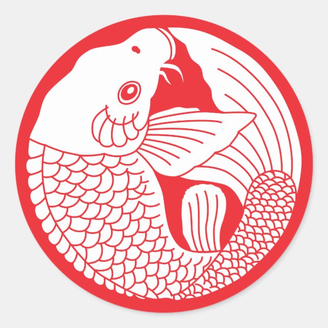 Sticker Rond Famille japonaise Crest-Carp (Devant)