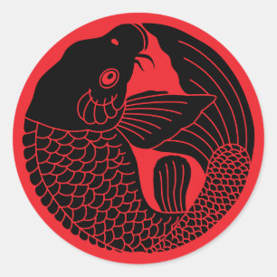 Sticker Rond Famille japonaise Crest-Carp