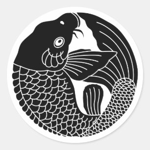 Sticker Rond Famille japonaise Crest-Carp