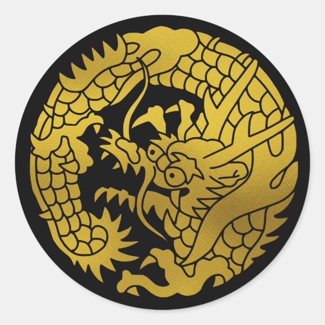Sticker Rond Famille Japonaise Crest-Dragon (Devant)