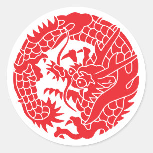 Sticker Rond Famille Japonaise Crest-Dragon