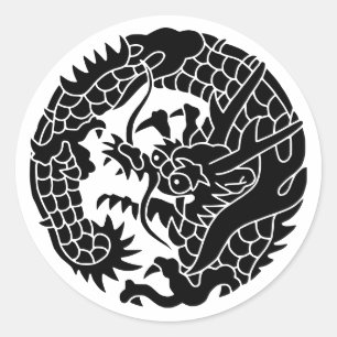 Sticker Rond Famille Japonaise Crest-Dragon