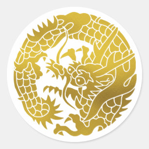 Sticker Rond Famille Japonaise Crest-Dragon
