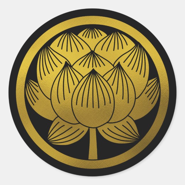 Sticker Rond Famille Japonaise Crest-Lotus (Devant)