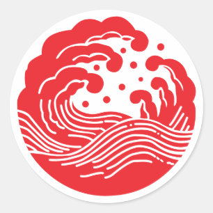 Sticker Rond Famille Japonaise Crest-Wave
