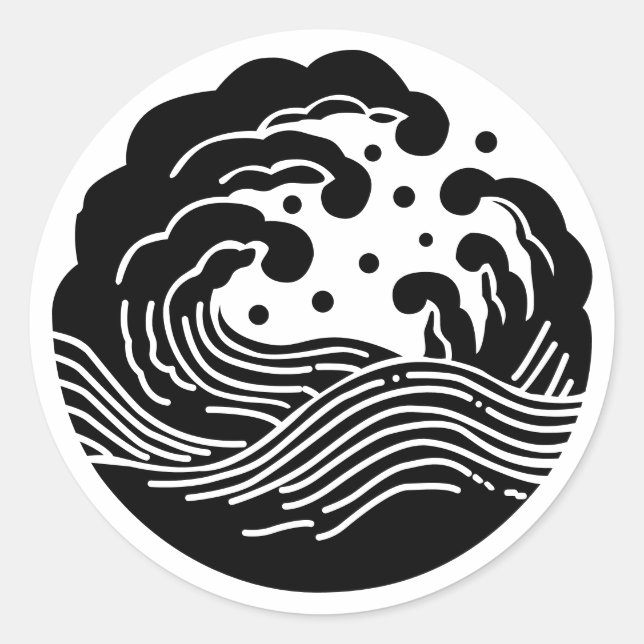 Sticker Rond Famille Japonaise Crest-Wave (Devant)