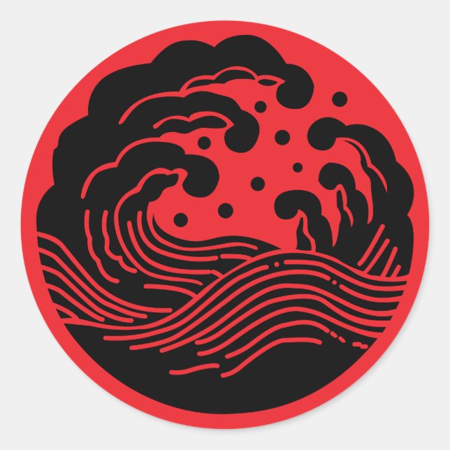 Sticker Rond Famille Japonaise Crest-Wave (Devant)