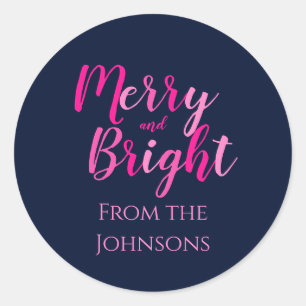 Sticker Rond Famille Joyeuse et Lumineuse Rose Bleu