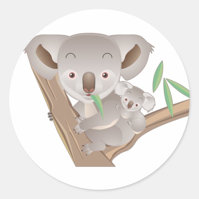 Sticker Rond Famille Koala (Devant)