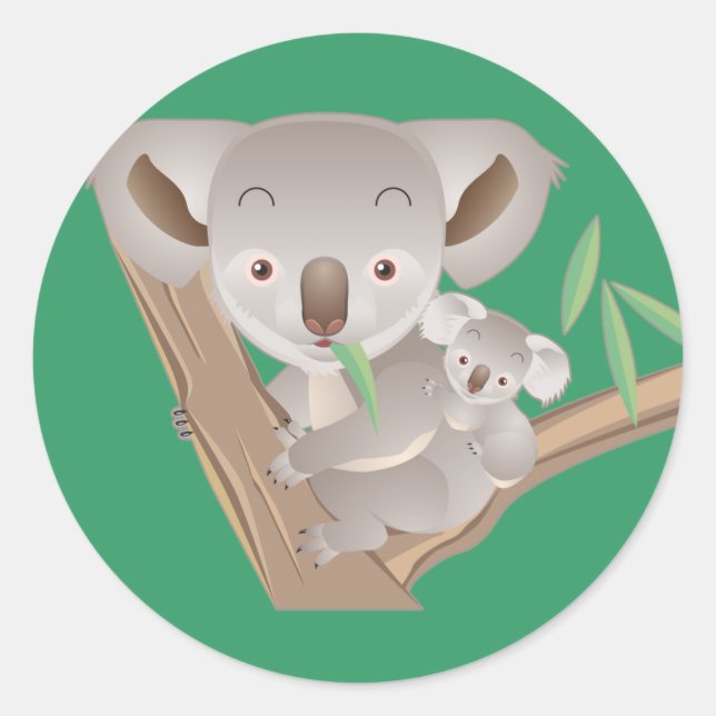 Sticker Rond Famille Koala (Devant)