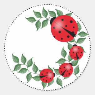 Sticker Rond Famille Lucky Lady Bug