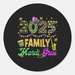 Sticker Rond Famille Mardi Gras 2025 Gros Mardi Famille Corresp