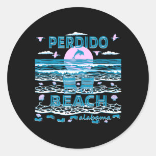 Sticker Rond Famille mignonne amoureuse des dauphins Perdido Be