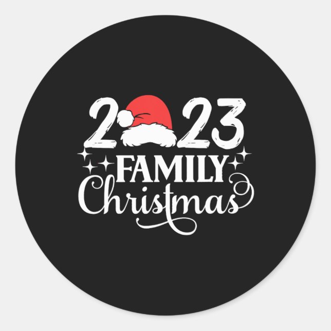 Sticker Rond Famille Noël 2023 Équipage correspondant Père Noël (Devant)