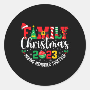 Sticker Rond Famille Noël 2023 Equipe Correspondante Père Noël 
