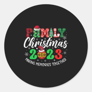 Sticker Rond famille noël 2023 match escouade père Noël elf fun
