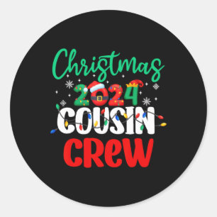 Sticker Rond Famille Noël 2024 Cousin Crew Matching Squad S