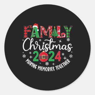 Sticker Rond Famille Noël 2024 Equipe Correspondante Père Noël 