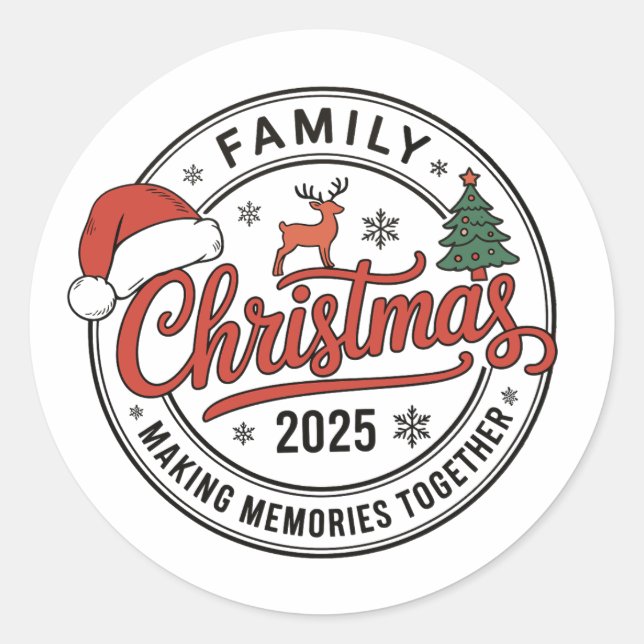 Sticker Rond Famille Noël 2025 Matching Holiday Season (Devant)