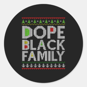 Sticker Rond Famille noire 2025 Afro sapin de Noël Santa Pj Mat