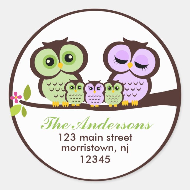 Sticker Rond Famille Owl (Devant)